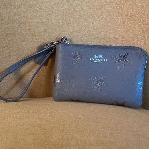 Coach Grey Wristlet w/ Silver Stars
